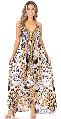 Image of Sakkas Lizi Womens Maxi High-Low Halter Handkerchief Long Dress Beach Party