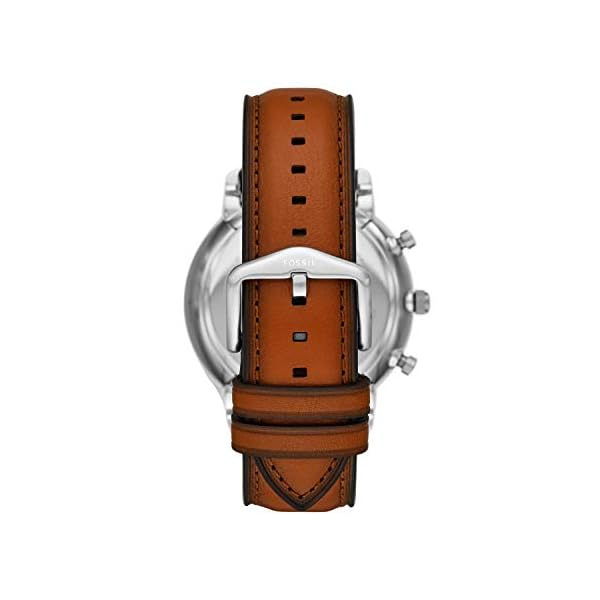 Fossil Men's 44mm Neutra Stainless Steel and Leather Hybrid Smart Watch, Color: Silver, Brown (Model: FTW1178)
