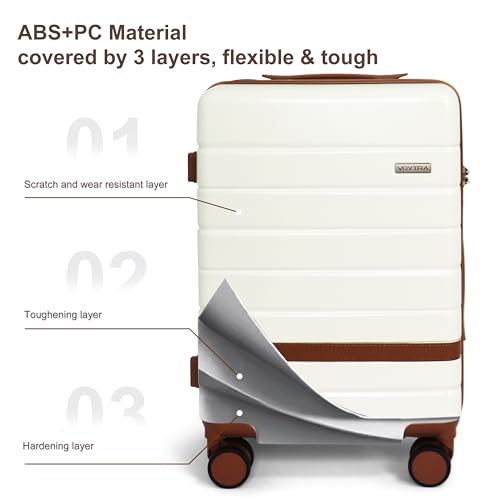 Image of 7 Piece Luggage Set for Family Travel, Lightweight Hardshell PC+ABS Suitcases set, Suitcase with 8 Smooth Spinner Wheels, TSA Lock, YKK Zippers(Beige)