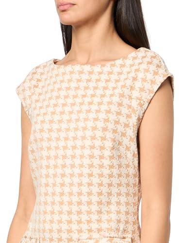 Image of Tommy Hilfiger Women's Cap Sleeve Crew Neck Two Hip Pockets Pixelated Houndstooth Sheath Dress