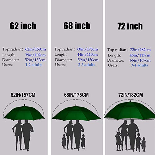 Image of MRTLLOA Automatic Open Golf Umbrella, 62 /68 Inch Extra-Large Oversized Double Canopy Vented Windproof Waterproof Stick Rain Golf Umbrellas for Men and Women
