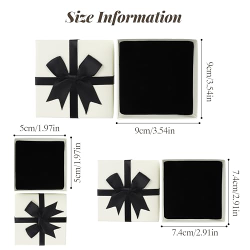 ZDNT 12 Boîte à Bijoux Boîte Cadeau en Papier Noir Boîtes à Bijoux en Papier Boîte à Bijoux Carton Kraft Boîte-Cadeau de Bijoux Boîte à Bagues pour Boucles d’Oreilles,Colliers,Bracelets et Bagues (D) – vue 2