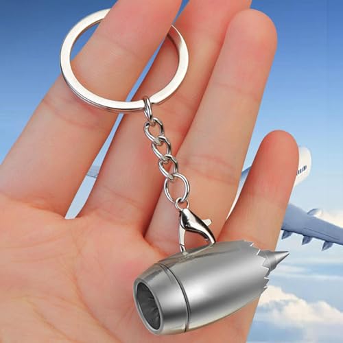 Airplane Engine Keychain, Metal Keychain Aircraft Engine Keychain, Creative Airplane Turbine Pendant Key Ring, Aircraft Turbine Engine Keychain, Airplane Parts Key Rings For Aviation Enthusiasts - Thumbnail 2