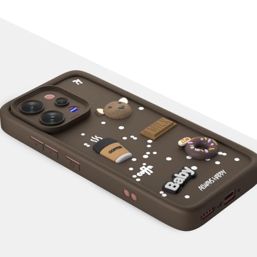 Image of Bintage Back Cover Compatible for Vivo V70 5G | Cute 3D Taddy Ball Bear Milk Cake Coffee Silicon Case Full Body & Camera Protection - Brown