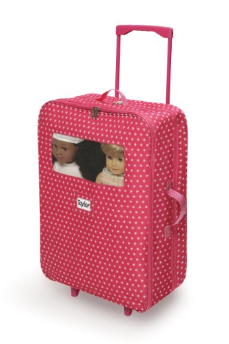 Badger Basket Toy Doll Double Trolley Carrier Travel Case With Two Sleeping Bags And Pillows For 18 Inch Dolls - Pink/Star #TOP1