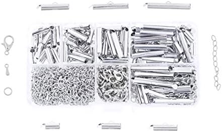 Mandala Crafts Slider Clasp for Bead Looms, Slide Tube End Bar Finding Kit for Seed Bead Jewelry Making and Beading (Silver)