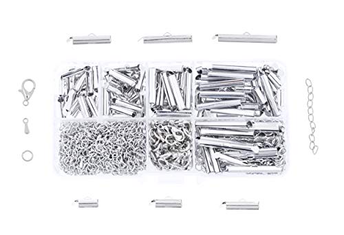 Slider Clasp for Bead Looms, Slide Tube End Bar Finding Kit for Seed Bead Jewelry Making and Beading; by Mandala Crafts (Silver)