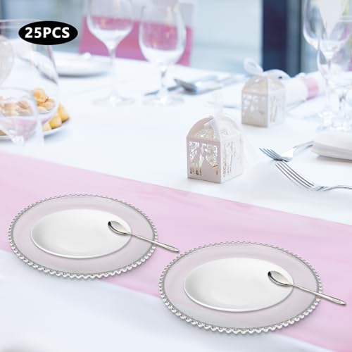 Platos decorativos transparentes de plástico, 13 pulgadas, pack 25 miniatura 3