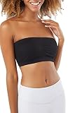 Anti-Rutsch Tube Top Bralette Bandeau | Trägerlos Damen BH Ohne Bügel | Atmungsaktiver Stretch Bra Für Sport & Freizeit | Schwarz, XS-S