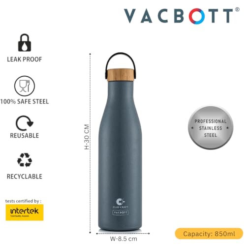 Image of CLAY CRAFT VACBOTT Yeti Double Walled|18 Hours Hot and 24 Hours Cold Vacuum Insulated Flask 850ml|Easy to Carry|Gym Bottle|Home|Kitchen|Hiking|Travel Bottle|BIS Certified|1Year Limited Warranty