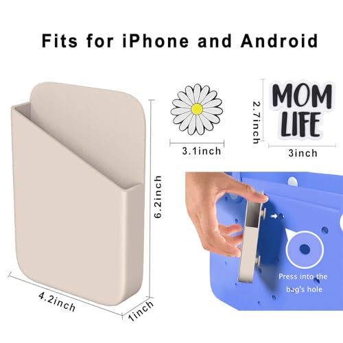 Mushroom Bogg Bag Phone Holder Accessories, Large Silicone Bogg Cell Phone Holder for iPhone 17 16 15 14 13 Pro Max Samsung Galaxy with M L XL Bogg Bags, 2pcs Mom Life/Daisy Bogg Bag Charms by VRHGL - Used condition - Image 7