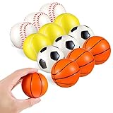 Warmhm Stressbälle 12Er-Pack Sportbälle Schaumstoff Quetschbare Stressbälle Entlastungsspielzeug Fußball Basketball Tennis Baseball Stressbälle