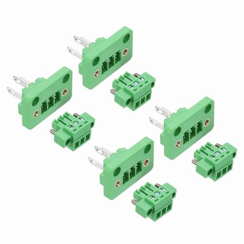 sourcing map Juego de 4 conectores de bloque de terminales de tornillo enchufables de 3,5 mm de paso de 3 pines, PA66 300 V 8 A, conectores de terminal PCB a través de la pared para módulos de