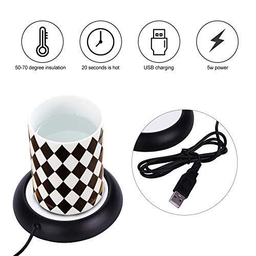 USB Cup Mug Warmer, Hot Drink Warmer Coaster, Coffee Tea Milk Cocoa Chocolate Drinks Beverage Warmers for Office Home Use(Matte black) - Image 4