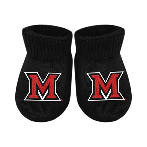 Baby Bootie Sock - Miami (Ohio) RedHawks - Black - Newborn - 6 Mos