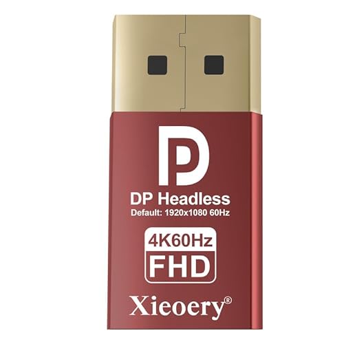 xieoery DisplayPort Dummy Plug 1 Pack – 4K60Hz EDID Emulator for 1080p/60Hz/120Hz, Ultrawide, Remote Desktop, GPU Rendering & Servers-1 Pack