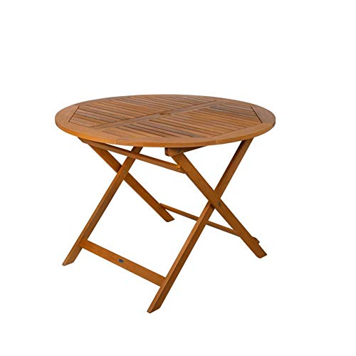 Aktive 61029 - Mesa redonda plegable madera de acacia Garden 100 x 74 cm