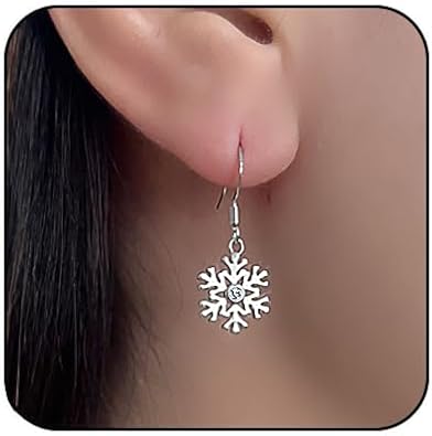 Shining Christmas Earrings for Women,Sparkling Crystal Christmas Tree Hat Snowflake Earring for Women,Xmas Festival Birthday Party Exquisite Jewelry