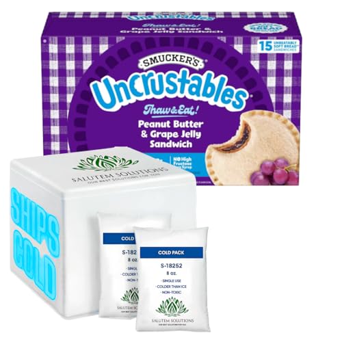 Uncrustables Frozen Peanut Butter & Grape Jelly Sandwich, 15 count - Pack of 7 (total 105 pieces)