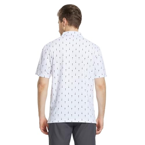 Image of M MAELREG Mens Golf Shirt Short Sleeve Dry Fit Print Moisture Wicking Performance Patterns Collared Polo Shirt