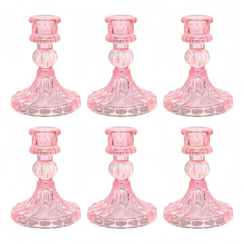 ECHFSM Glass Candlestick Holder,Striped Taper...