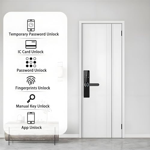 Serrure intelligente WiFi F17 noire avec empreinte et code Tuya - 4