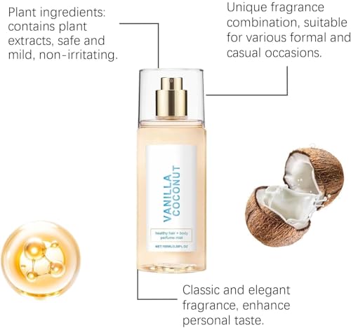 Vanille-Kokos Parfum für Haar & Körper, 100ml - Leichter Duft mit Jojobaöl, pflegend & hydratisierend, langanhaltend & nicht klebend, für Damen (100ml, 2 PCS)