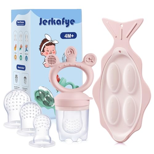Image of Baby Fruit Feeder, with Mini Freezer Tray, Silicone Teething Toys, Breastmilk Popsicle Molds for Baby Teething Relief, Includes 4 Mesh Pacifier