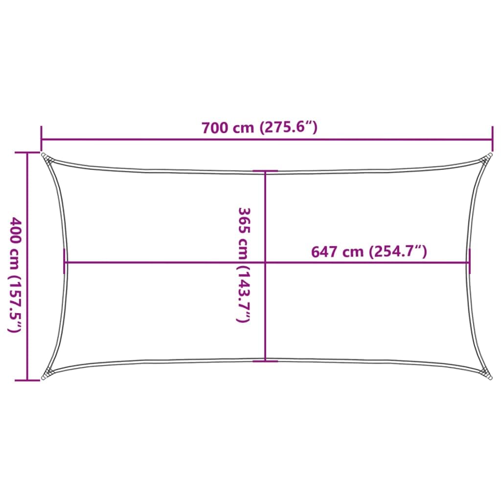 Voile d’ombrage Rectangulaire, Toile Ombrage Imperméable Protection UV Sable 7x4 m 100% Polyester Oxford
