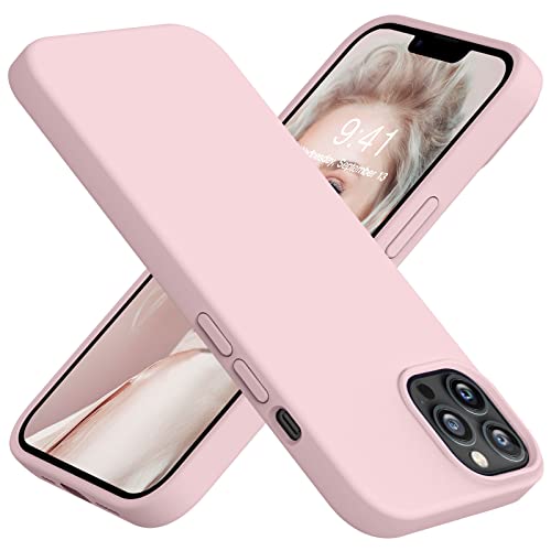 LOVE 3000 Compatible with iPhone 12 Case and iPhone 12 Pro Case Slim Liquid Silicone Rubber 4 Layers Full Body Protection Shockproof Phone Case with Soft Anti-Scratch Microfiber Lining - Pink Sand