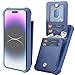 VANAVAGY iPhone 14 Pro Max Wallet Case for Women and Men,Leather Magnetic Clasp Flip Folio Phone Cover with Credit Card Holder and Coin Pocket,Blue