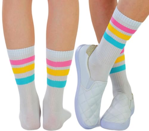 Image of ToBeInStyle Women's Acrylic Ankle Hi With Double Stripe Top Crew Fun Athletic Socks