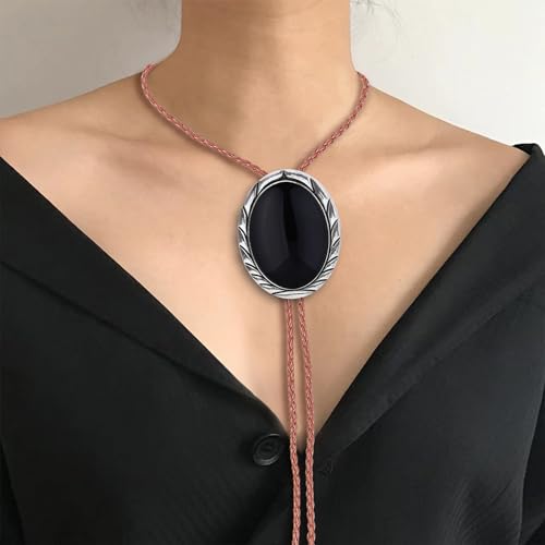 Image of Btilasif Bolo Tie Brown for Men, Scorpion Luminous Stone Cowboy Tie Western Leather Necktie Necklace for Women