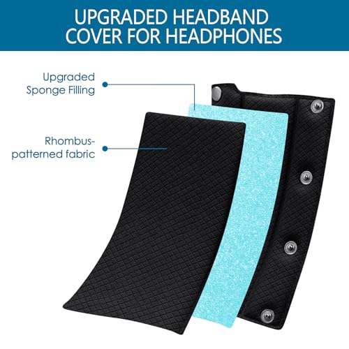 Image of GEVO Headphone Headband Cover for Anker Soundcore Q20,Q20i,Q20+,Q30,Q35,Q45 Headsets,Sponge Fabric Material Headband Cushion Easy Installation No Tool Needed (Black)
