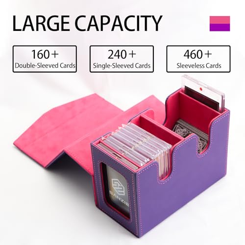Image of SANZIE Card Deck Box for MTG Commander Deck Box with 2 Toploaders 35PT fits 240+ Single Sleeved Trading Cards PTCG TCG Deck Box for Trading Cards (Purple)