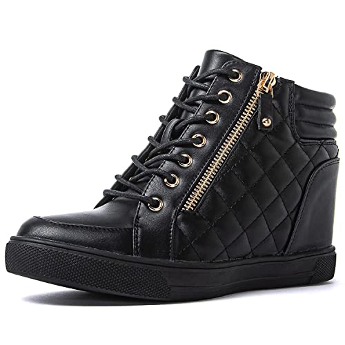 GLOBALWIN Women's Ankle Boots Black Wedge Sneakers For Women 8.5M - image 1