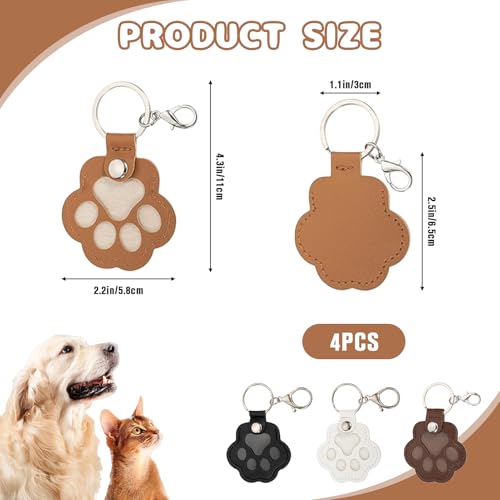 Zovator 4 Stück Schlüsselanhänger Katze Hund für Tierhaare Erinnerung, Leder Pfote Keychain, Tragbare Pet Haar Memorial Andenken Keychain Schlüsselring Für Haustier Gedenk
