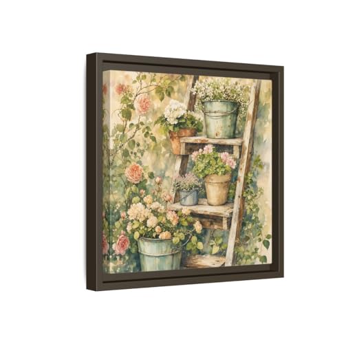 Décoration murale aquarelle échelle vintage pour habiller un petit mur de salon blanc