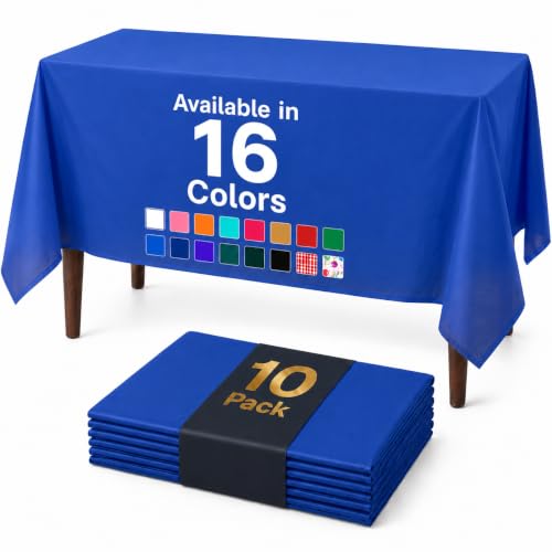 Auros 10-Pack Plastic Tablecloths, 54x108 Inch Disposable Table Covers, 8FT by Auros - Used condition - US$16.16
