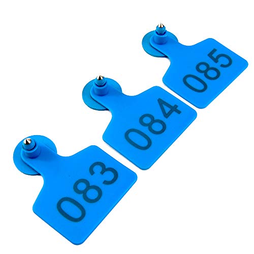 100 conjuntos de etiquetas auriculares numeradas de identificação de gado para bezerros, gado, vacas