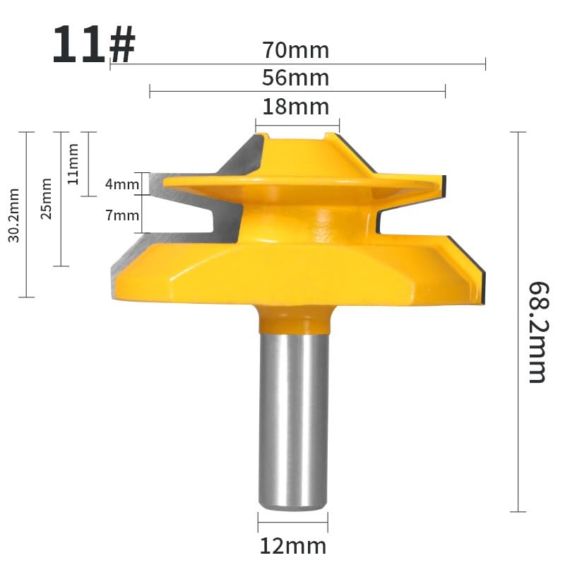 1pc 45° stopniowy zamek ukośny frez 6MM 6.35MM 8MM 12MM 12.7MM do obróbki drewna narzędzi trzpieniowy(12x70x30.2)