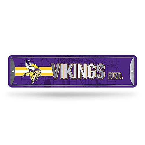 Rico Industries NFL Minnesota Vikings Home Decor Plaque de rue en métal (10,2 x 38,1 cm) – Idéal pour la maison, le bureau, la chambre à coucher et la grotte – Fabriqué