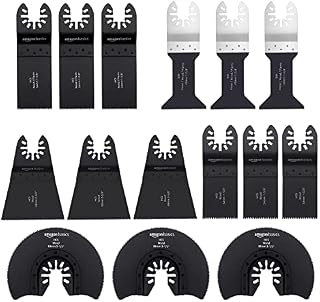 Amazon Basics Metal & Wood Oscillating Multi-Tool Quick Release Saw Blades, 15-Pieces