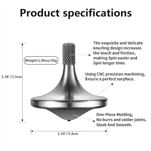 LOQATIDIS Hochwertiger Präzisions-Titankreisel, Lange Drehzeit von mehr als 10 Minuten, perfektes Gleichgewicht, verschleißfest, tropffest, Nicht rostend (Windgott Silber)