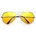 New Silver Metal Frame Classic Color See Through Lens Aviator Sunglasses - 6 Colors Available! (Orange Lens)