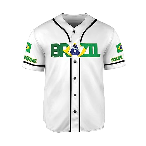 Camiseta personalizada de béisbol Brasil Rivelus con bandera 3D para hombres y mujeres miniatura 2