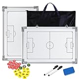 Holzsammlung Taktiktafel Fußball, Professional Trainermappe Fußball, 45x30,5cm Fussball Taktiktafel mit Schachfiguren, Stiften, Radiergummi für Fußballtraining und Wettkämpfe