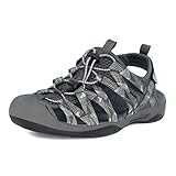 GRITION Trekking-Sandalen für Herren, Wanderschuhe für Fischer, verstellbare, leichte, geschlossene Sportsandalen, für Strand, Wandern, Outdoor, Wasser, Sport, Gray 44