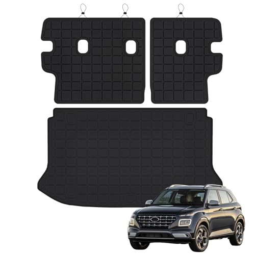MJBYMAT Cargo Liner for 2020-2025 2026 Hyundai Venue (Only Fit Upper Cargo Mat) & Backrest Mat,TPE All Weather Protection Car Trunk Mat Covering the Backrest Mat with Velcro Fastener Accessories