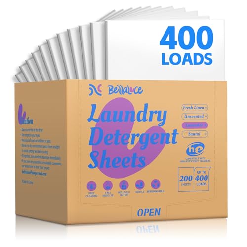 BellaLuce Laundry Detergent Sheets - Laundry Sheets, 400 Loads, Eco-Friendly, Plastic-Free, Lavender Scent, Space Saving, Fast Dissolve & Hypoallergenic